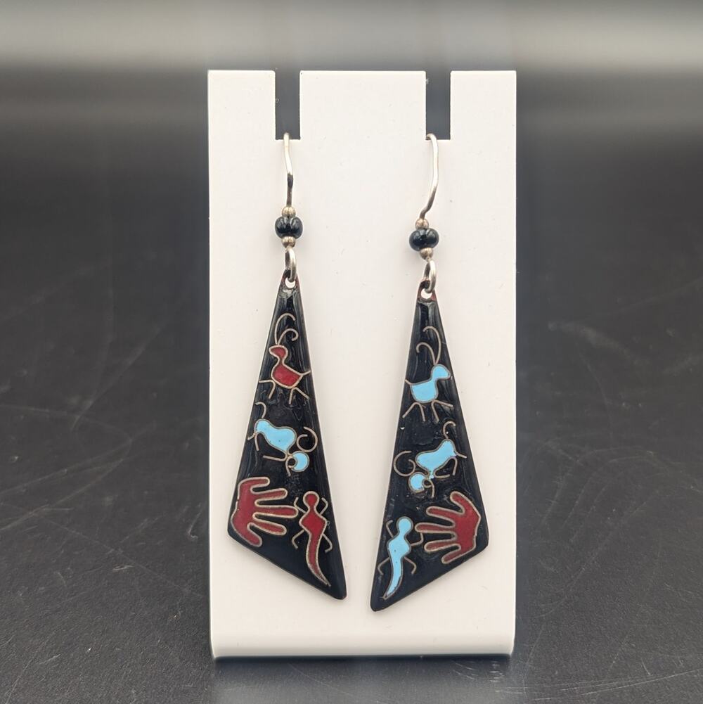 Southwest-Style Enamel Dangle Earrings